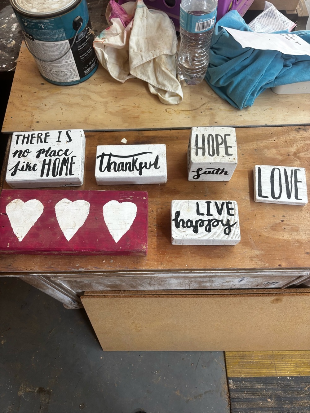 Handmade Rustic Heart & Sentiment Wood Wall Decor - Red and White